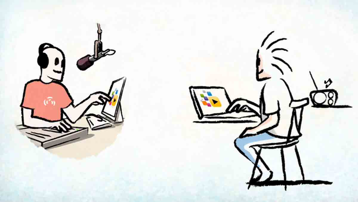 דמות מאויירת שולחת קובץ