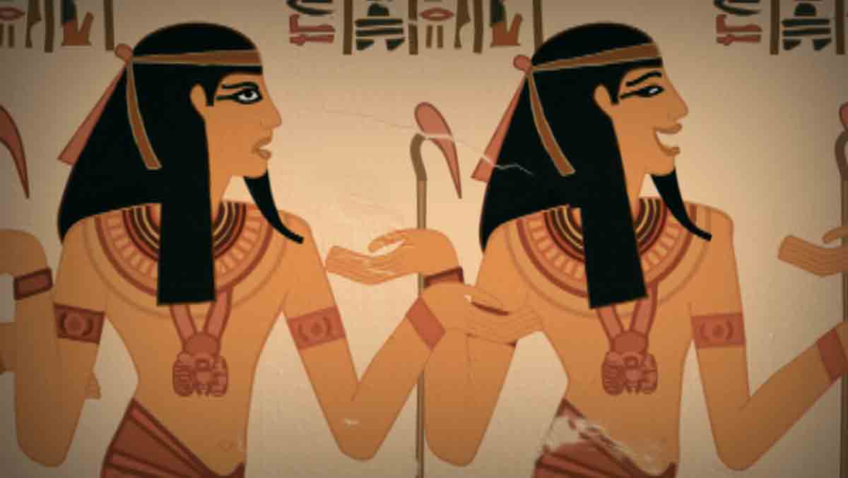 drawing of egyptian guard laughing